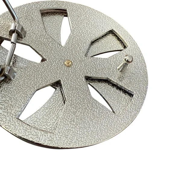 Y2K Spinner Cross Belt Buckle Silver Tone Chrome Rhinestone Metal Industrial l - Picture 6 of 10